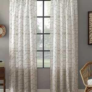 Archaeo Linen Midcentury Geometric 50”x84” curtains (pair)